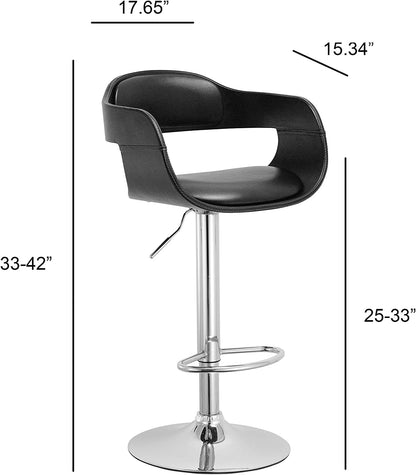 Taburete de bar ajustable giratorio contemporáneo con asiento y respaldo