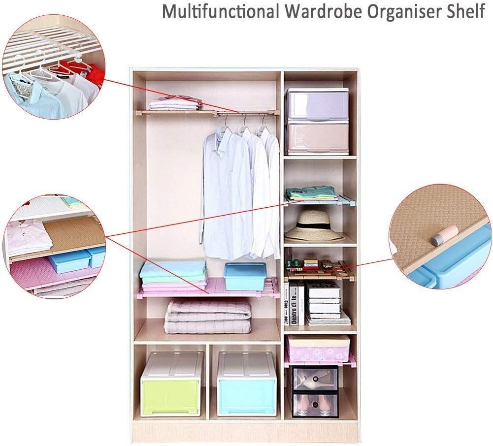 Organizador de estante ajustable, estante extensible y barra de armario sin...