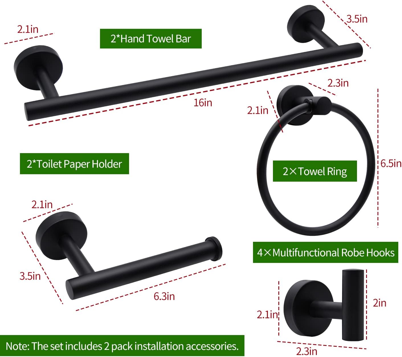 Juego de accesorios de baño de 51020 piezas, incluye barras de toalla de mano...