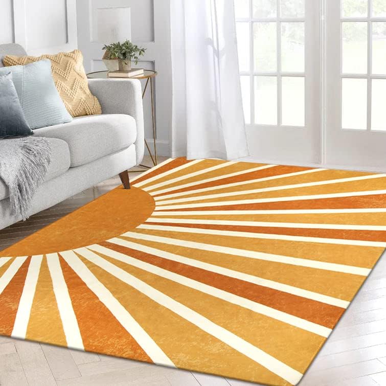 Lahome Alfombra lavable a máquina con estampado solar, 5 x 7 pies, para sala de...