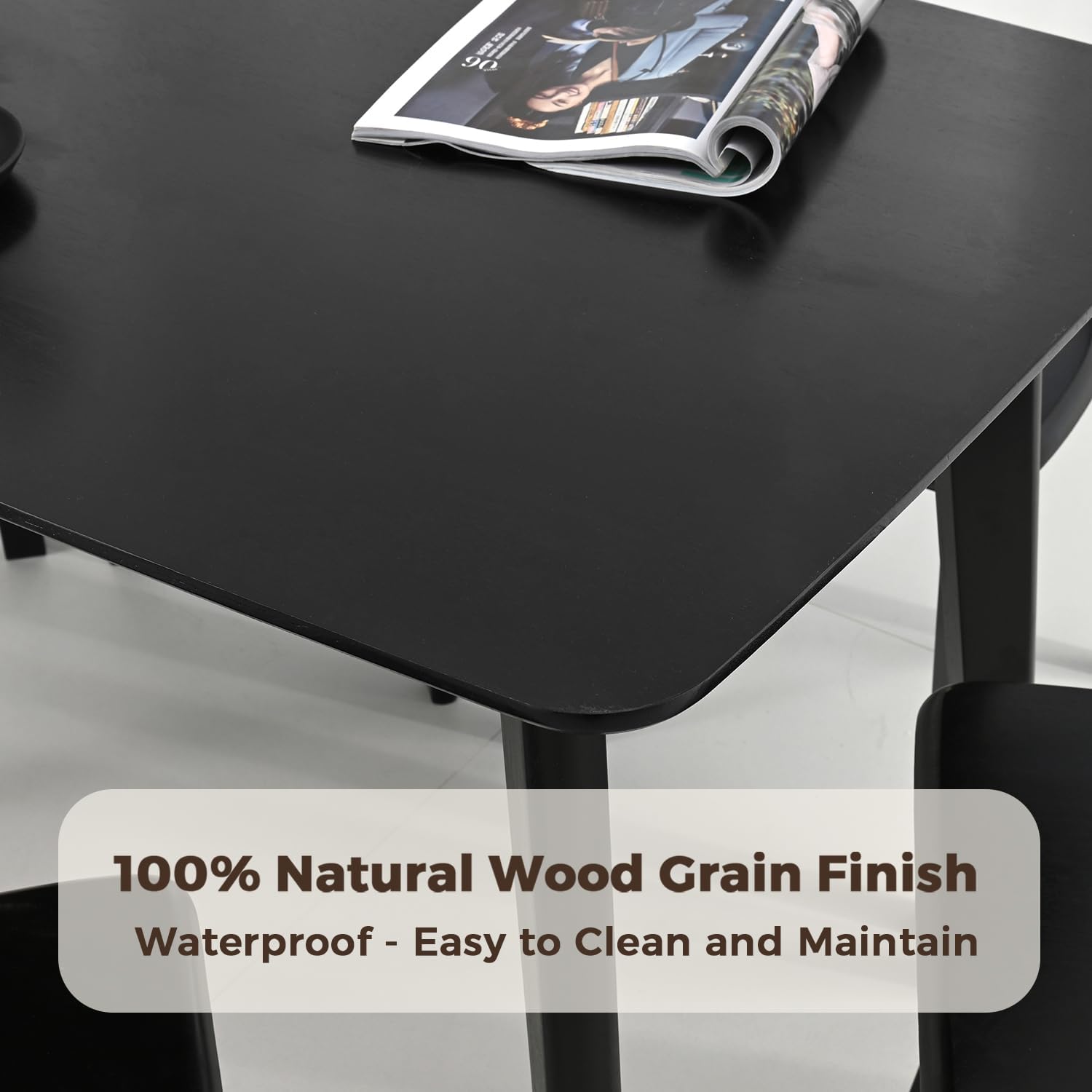 Mesa de comedor de madera maciza de 47.2 pulgadas, mesa de cocina moderna de