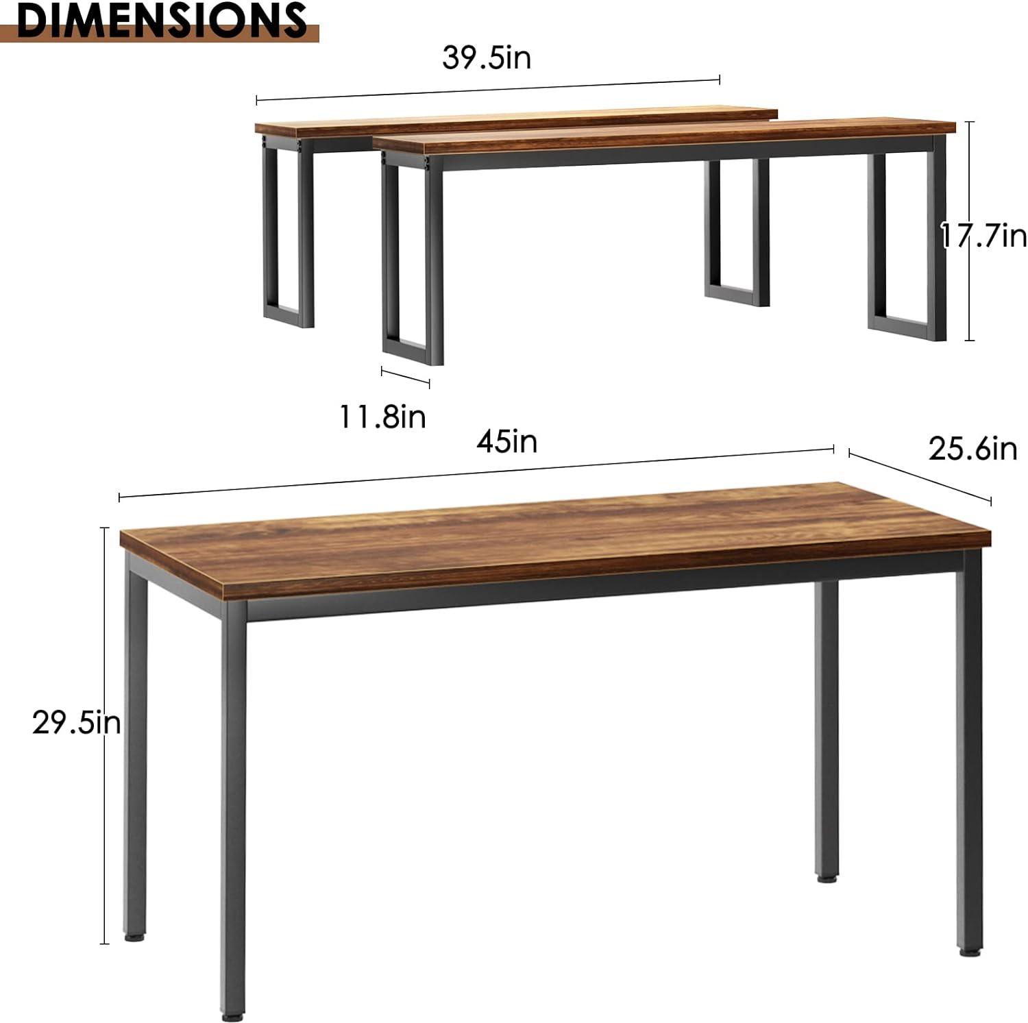 Juego de mesa de cocina con 2 bancos, juego de mesa de comedor para 4, mesa de