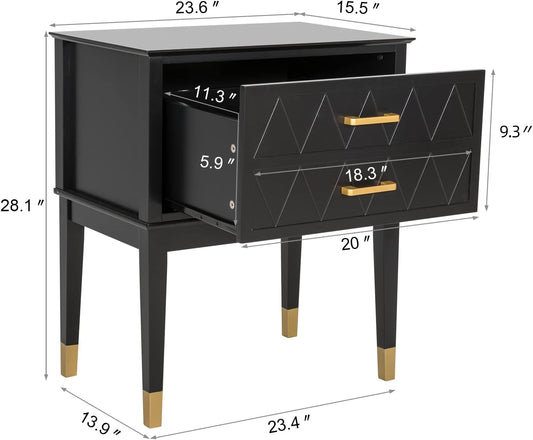 Scurrty Mesita de noche de 23.6 pulgadas con cajón de almacenamiento, mesa...