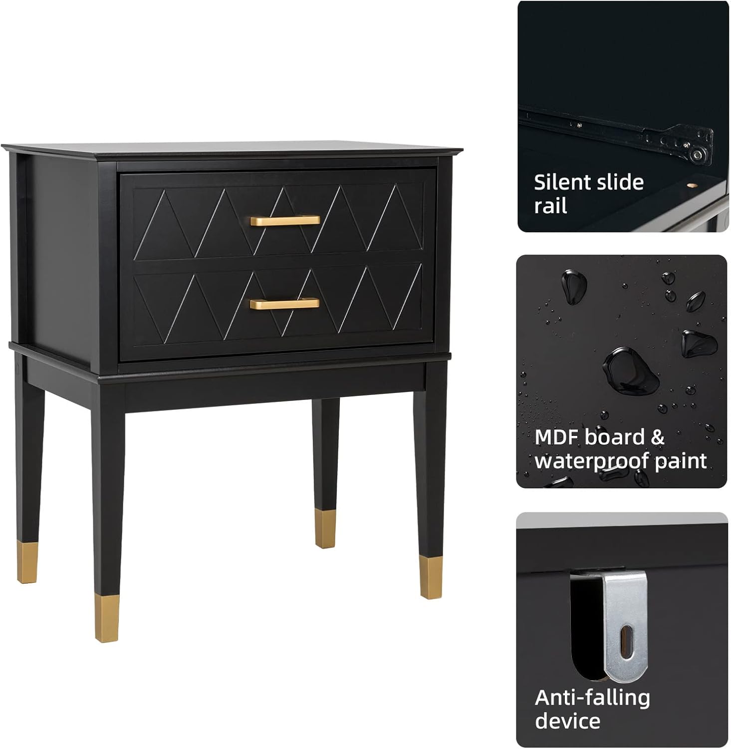 Scurrty Mesita de noche de 23.6 pulgadas con cajón de almacenamiento, mesa...