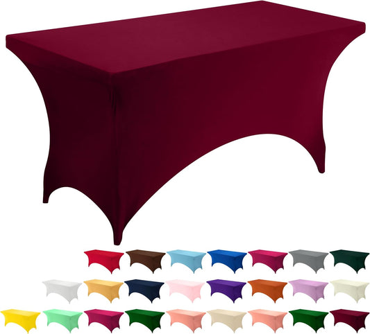 Utopia Kitchen Mantel rectangular de elastano de 6 pies 1 paquete, borgoña...