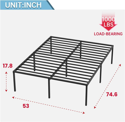 Marco de cama matrimonial de 18 pulgadas, marco de cama resistente, no necesita...