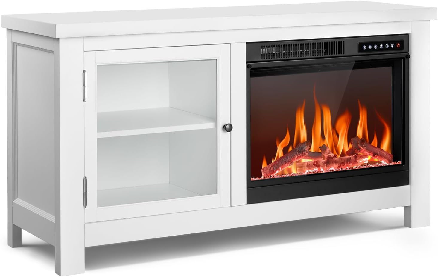 R.W.FLAME Soporte de TV con chimenea para TV de 50 pulgadas, moderno centro de...