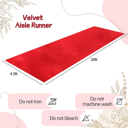 Alfombra de pasillo de terciopelo rojo de 4.5 x 20 pies para eventos de fiesta