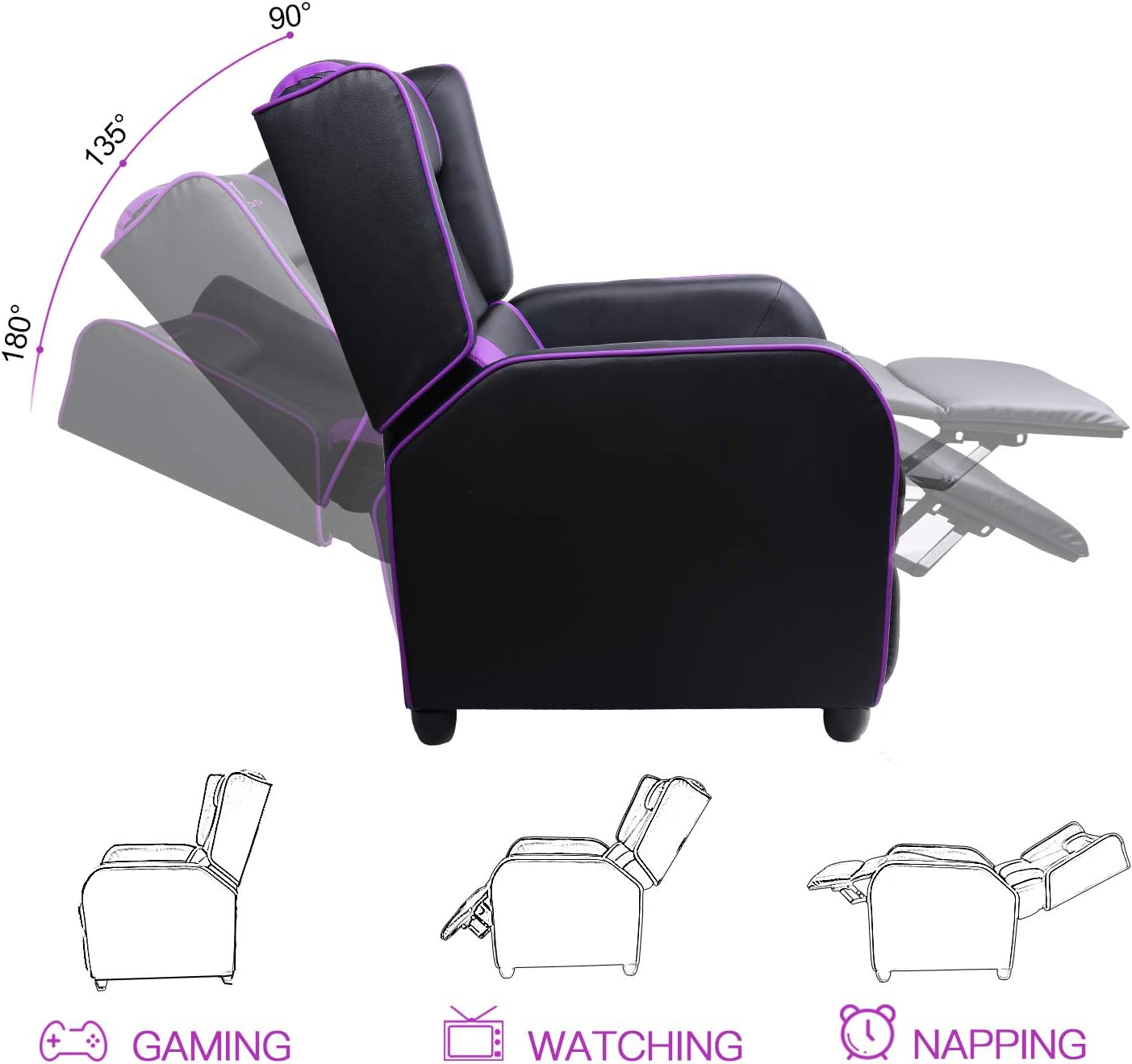 VITESSE - Silla reclinable para juegos VIT, para una persona. Moderno sofá de...