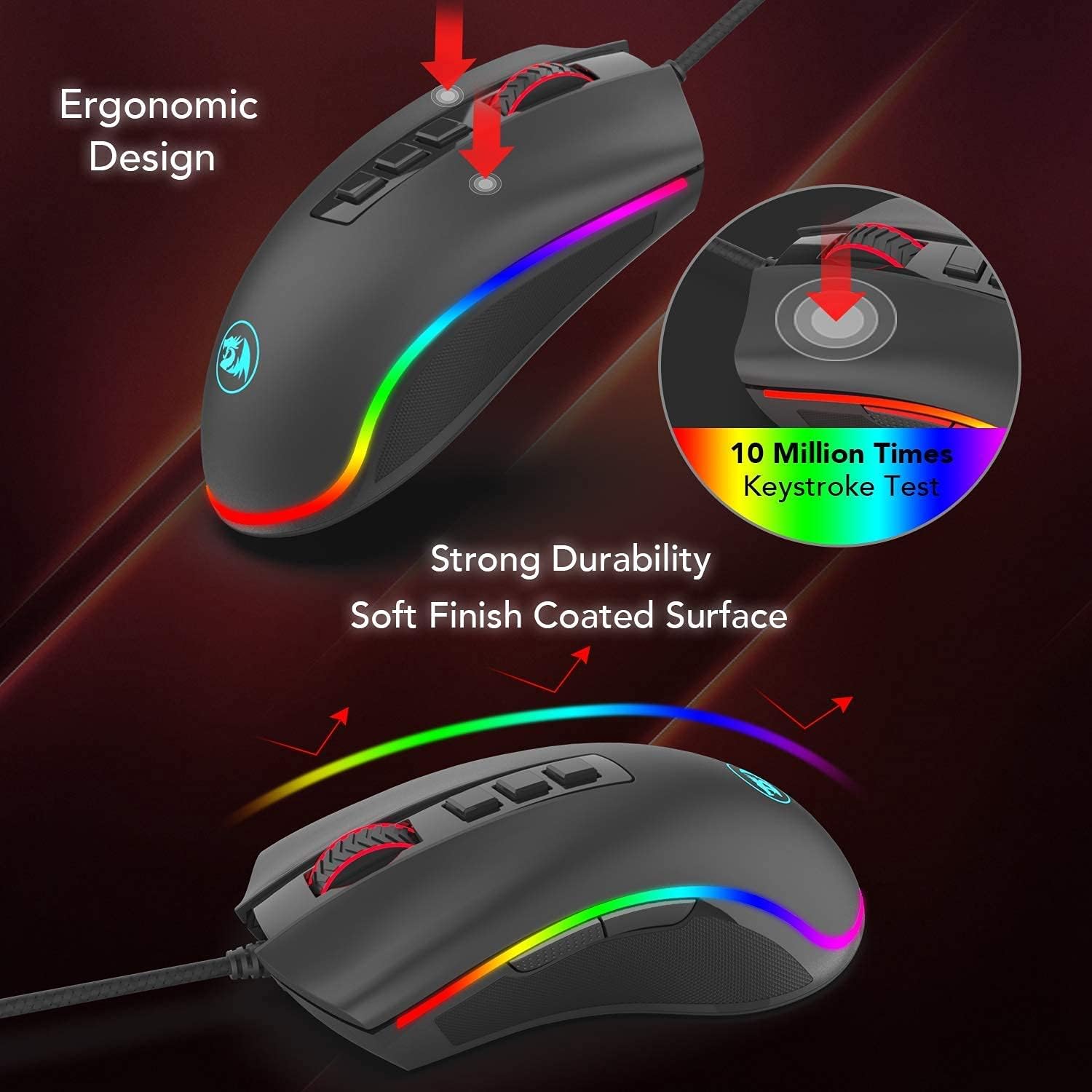 Redragon M711 Cobra - Mouse para videojuegos con retroiluminación croma RGB de...