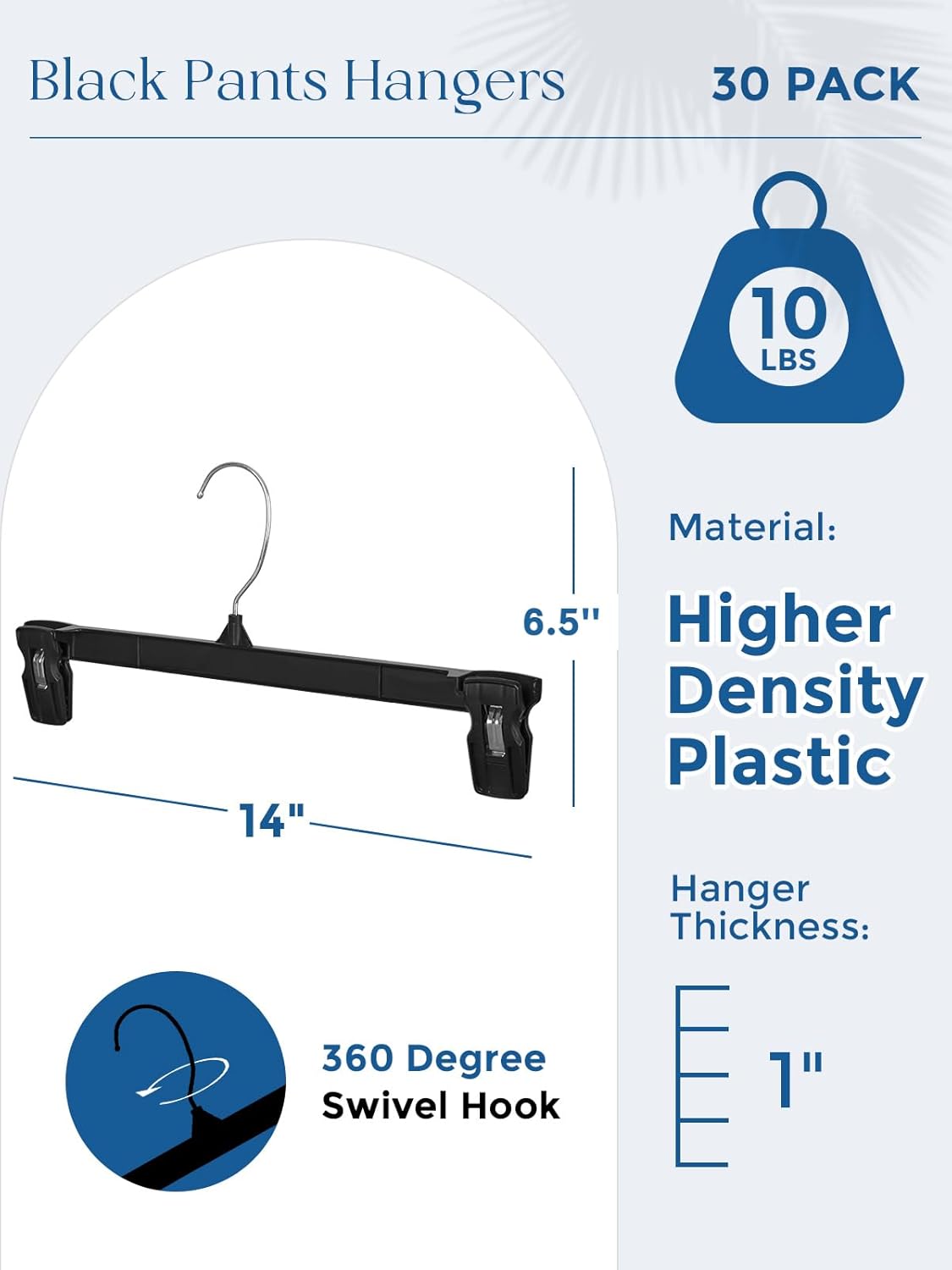 Smartor Perchas de plástico para pantalones, paquete de 30 perchas negras para...