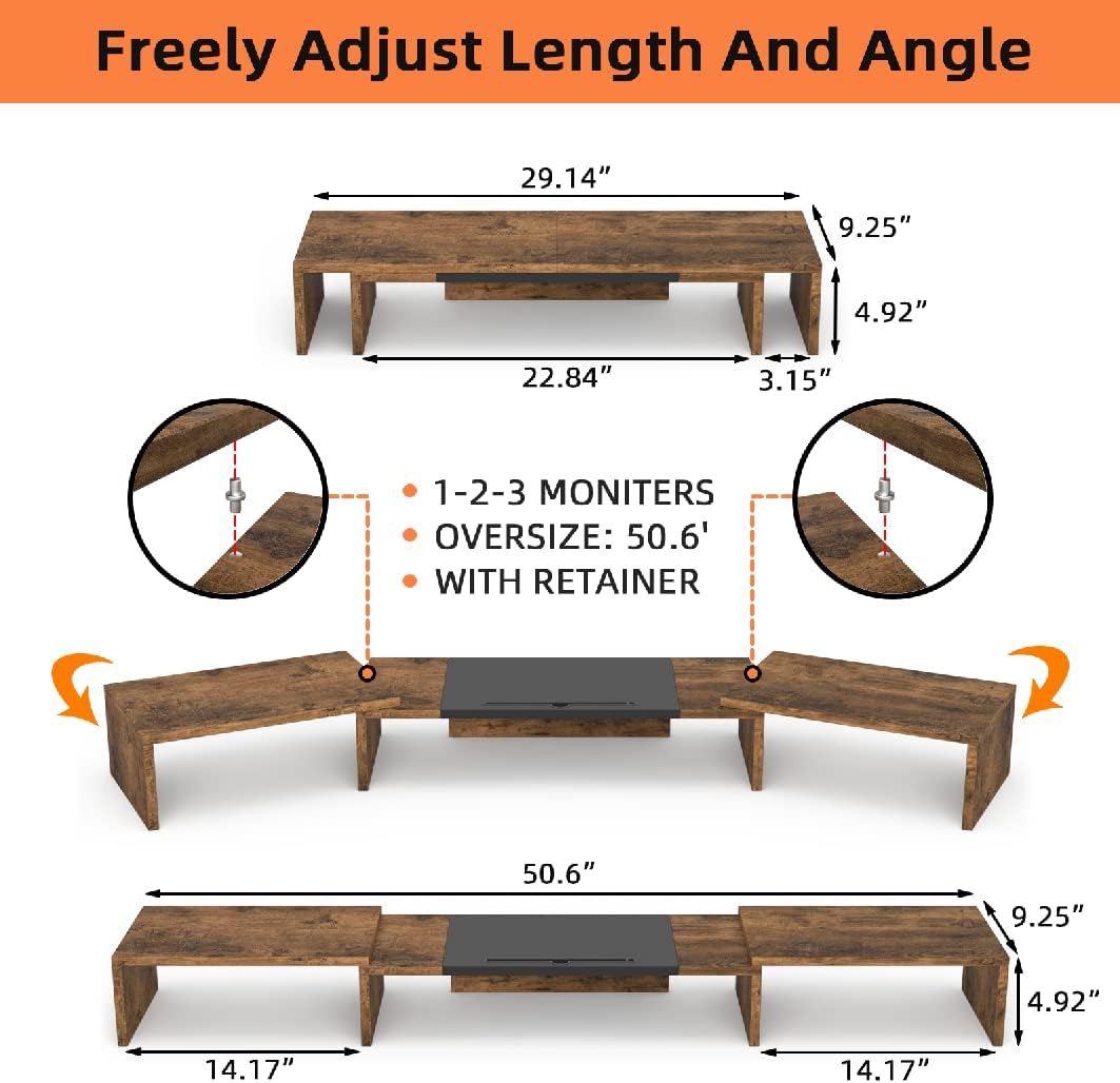 WESTREE Soporte de monitor triple doble, soporte de monitor extra largo para 1 ...