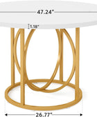 Mesa de comedor redonda moderna para 4-6, mesa de cocina blanca de 47 pulgadas