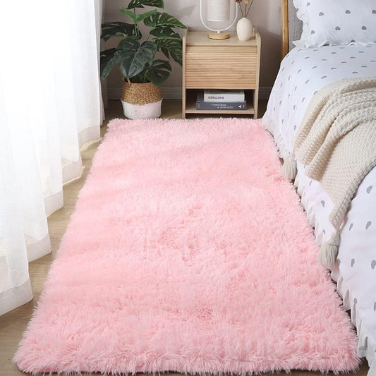 Alfombra esponjosa para dormitorio, alfombras peludas de teñido anudado,...