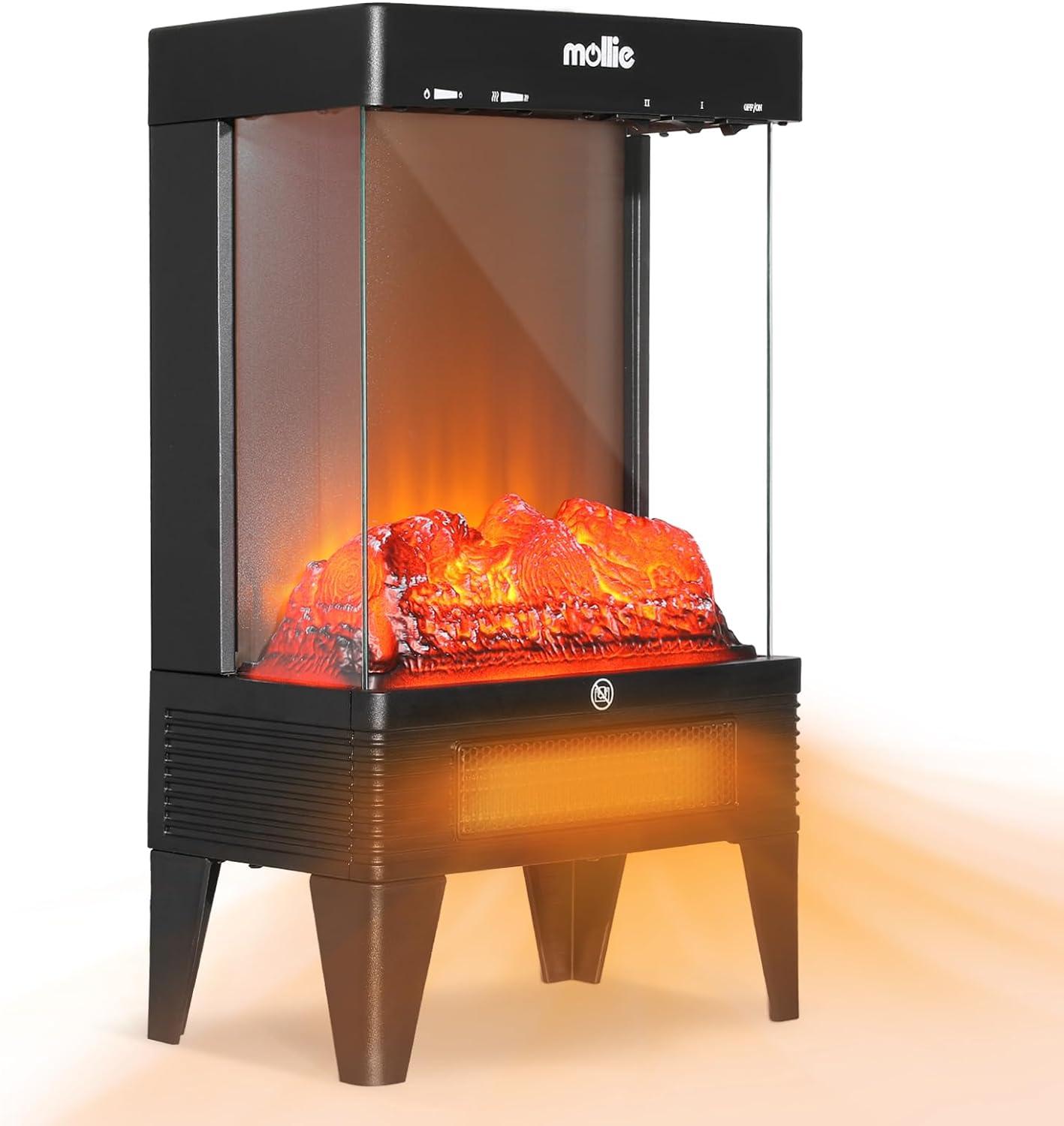 Estufa eléctrica de 21 pulgadas de 1500 W, calentador de chimenea independiente