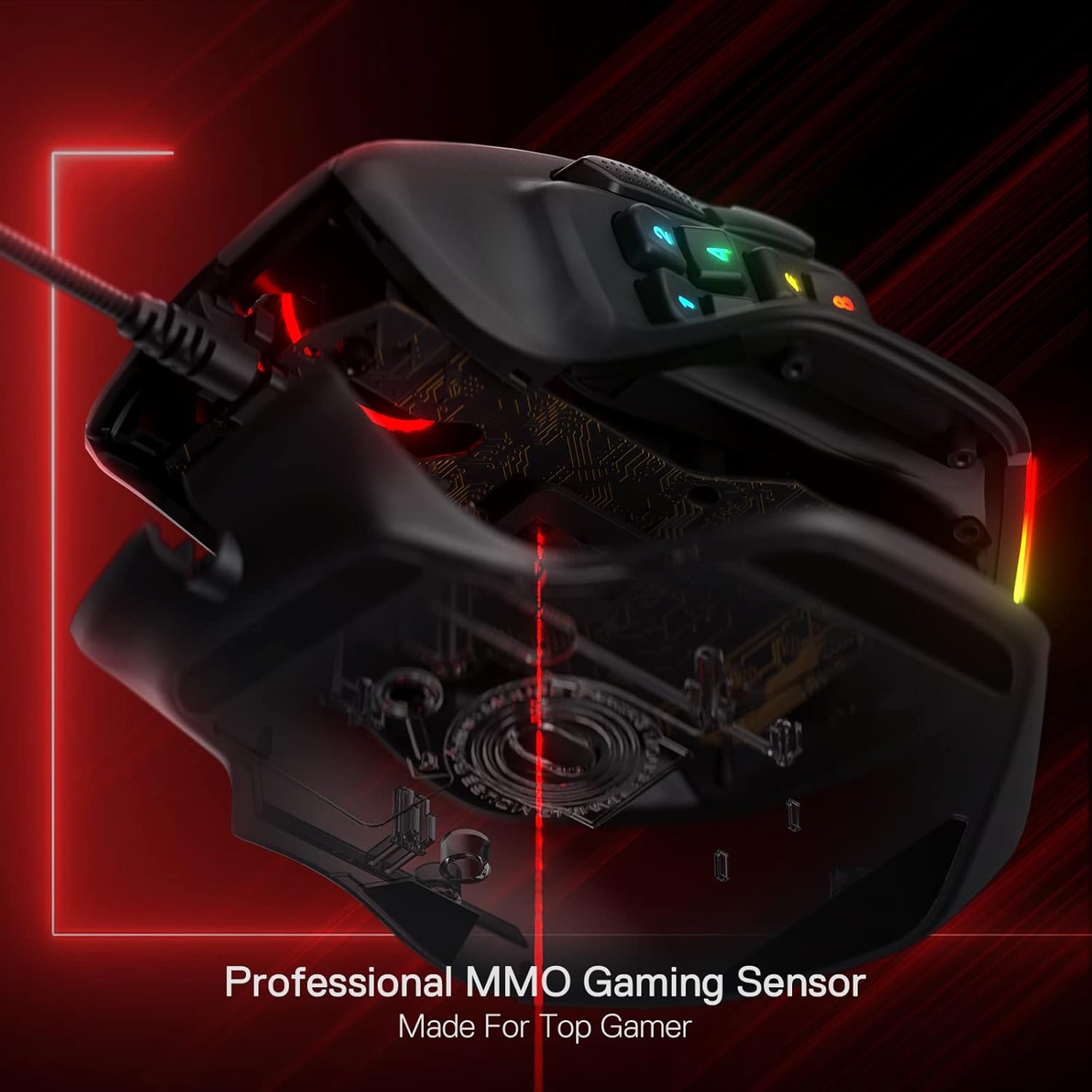 Redragon M811 Aatrox MMO Mouse para juegos, 15 botones programables con cable...