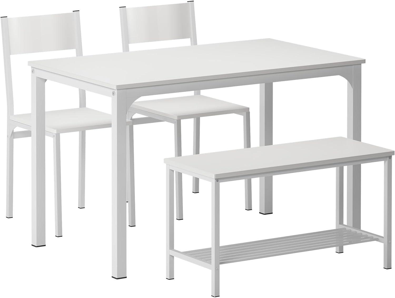 Juego de mesa de comedor de cocina de 43.3 pulgadas para 4, 4 piezas, sillas de