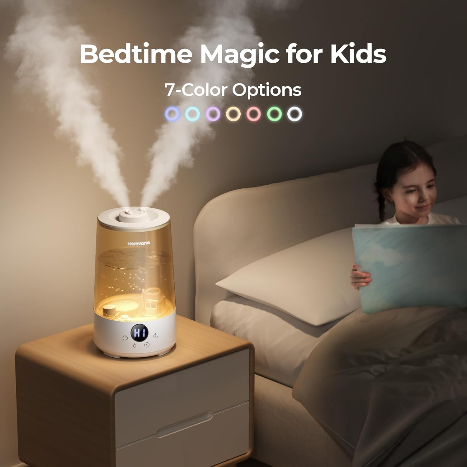 Homvana Humidificadores para dormitorio y hogar, 3.6 L de llenado superior de...