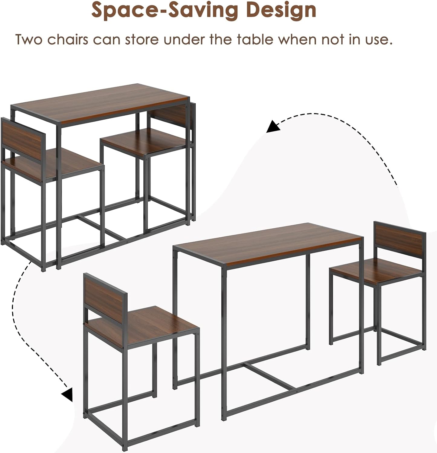 Juego de mesa de comedor, mesa y sillas de comedor de 3 piezas, juego de mesa