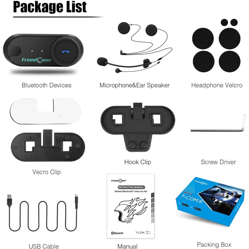 Auriculares Bluetooth para Casco de Motocicleta Freedconn Tcom VB