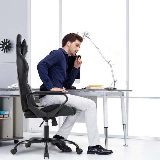 BestOffice - Silla ejecutiva ergonómica de poliuretano, giratoria, respaldo...