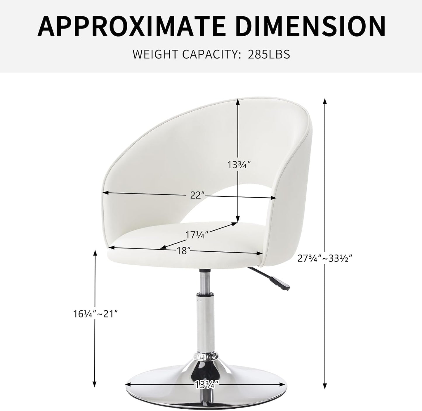 Furnimart Silla de tocador de cuero blanco, silla de acento ajustable en altura...