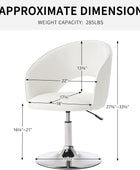 Furnimart Silla de tocador de cuero blanco, silla de acento ajustable en altura...