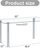 Mesa de comedor de cristal para 4 a 6 personas, mesa de cocina rectangular de