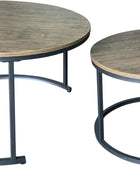 AT-VALY Juego de 2 mesas anidables, mesa de sofá redonda para sala de estar,...