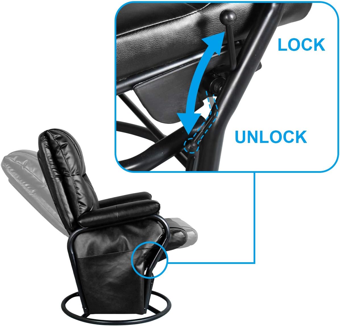 AODAILIHB Juego de sillas mecedoras con silla giratoria otomana de 360,...