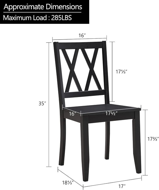 Juego de 2 sillas de comedor, sillas de comedor de madera de goma con respaldo