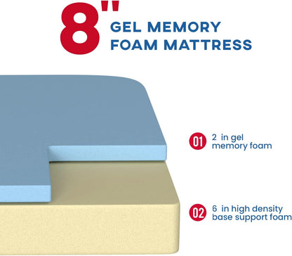 Colchón matrimonial de espuma viscoelástica de gel de 8 pulgadas, tamaño Queen