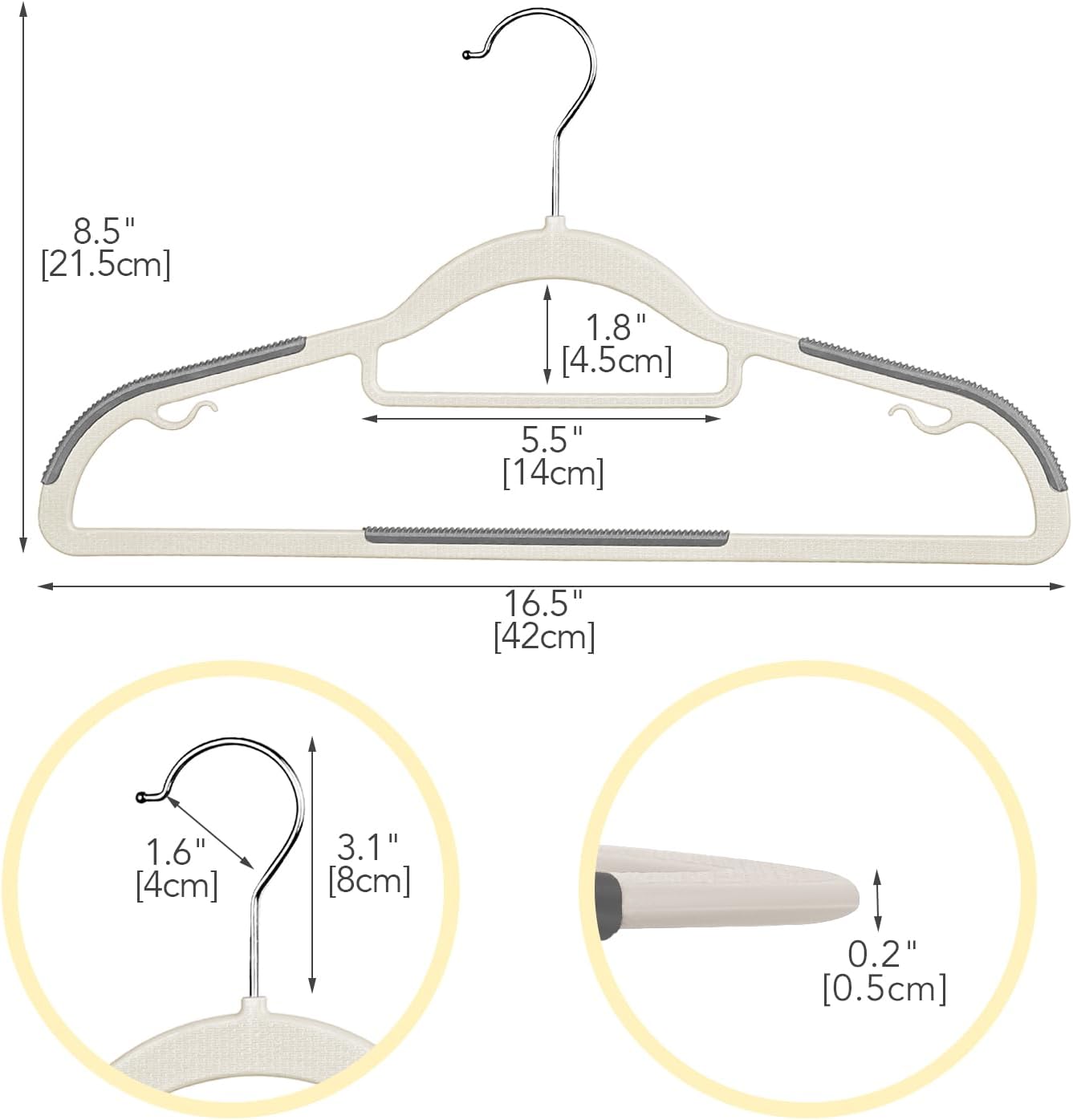 Perchas antideslizantes, paquete de 40 perchas de plástico para ropa, perchas...