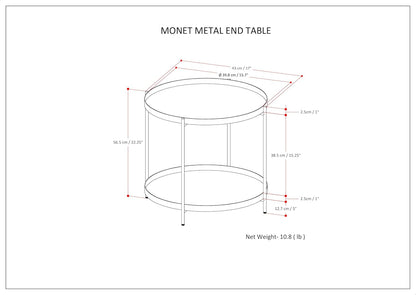 SIMPLIHOME Monet - Mesa auxiliar industrial de metal de 17 pulgadas de ancho en...