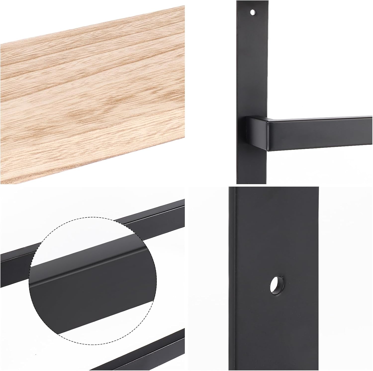 NearMoon Toallero colgante para baño, toallero de metal grueso con estante de...