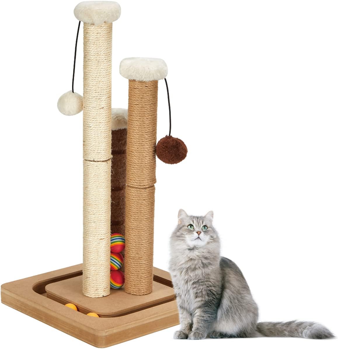 Poste rascador para gatos, alfombra de yute natural de alta calidad, 3 postes...