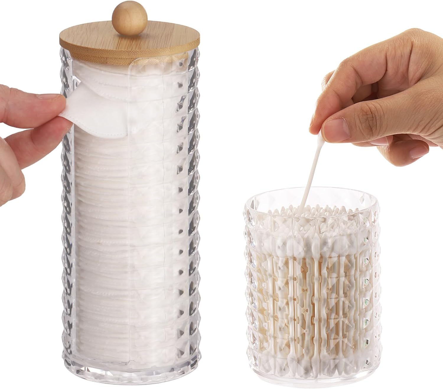 Juego de 3 recipientes para almacenamiento de bolas de algodón, hisopos de...