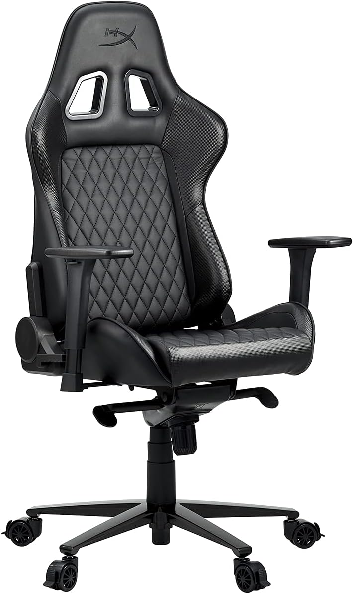 HyperX Jet Black - Silla ergonómica para videojuegos, tapicería de cuero, silla...