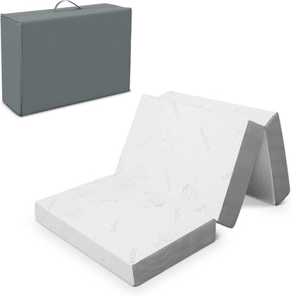 Colchón plegable, colchón triple infundido de gel de 4 pulgadas con funda de