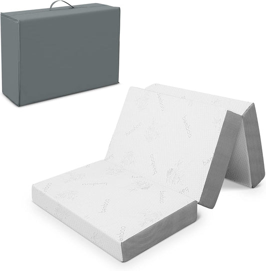 Colchón plegable, colchón triple infundido de gel de 4 pulgadas con funda de
