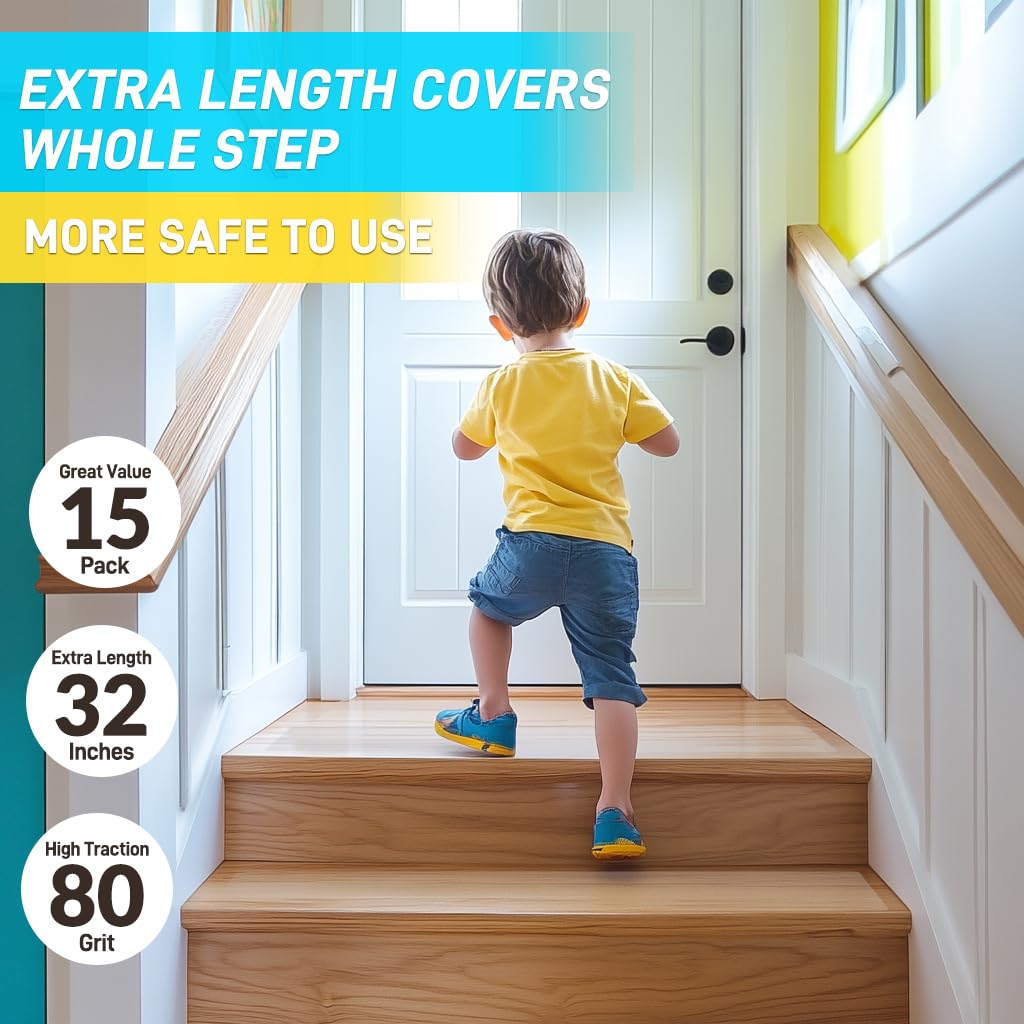 LifeGrip - Cinta antideslizante para peldaños de escalera (15 unidades),...