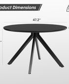 Mesa de comedor negra para 4-6 personas, mesa de comedor redonda de madera de