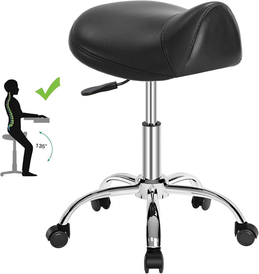 Minewill Taburete ergonómicosilla de montar profesional, taburete ajustable con...