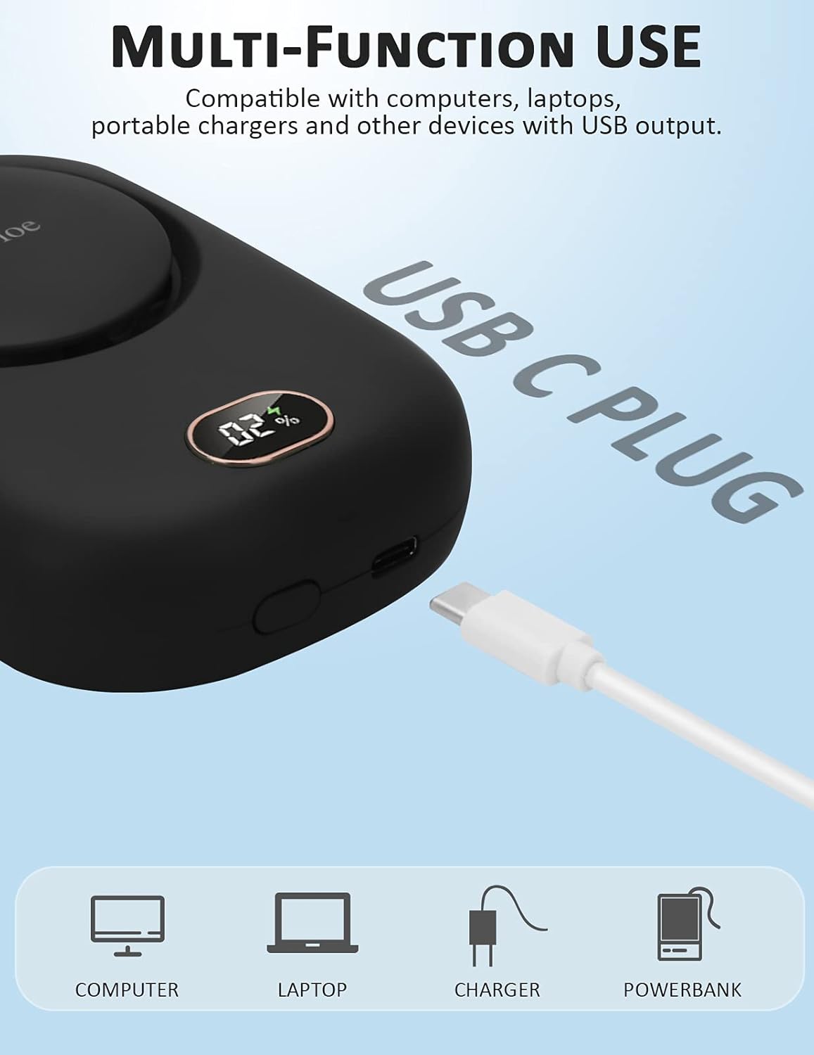 Miniventilador portátil recargable por USB, ventilador de escritorio personal...