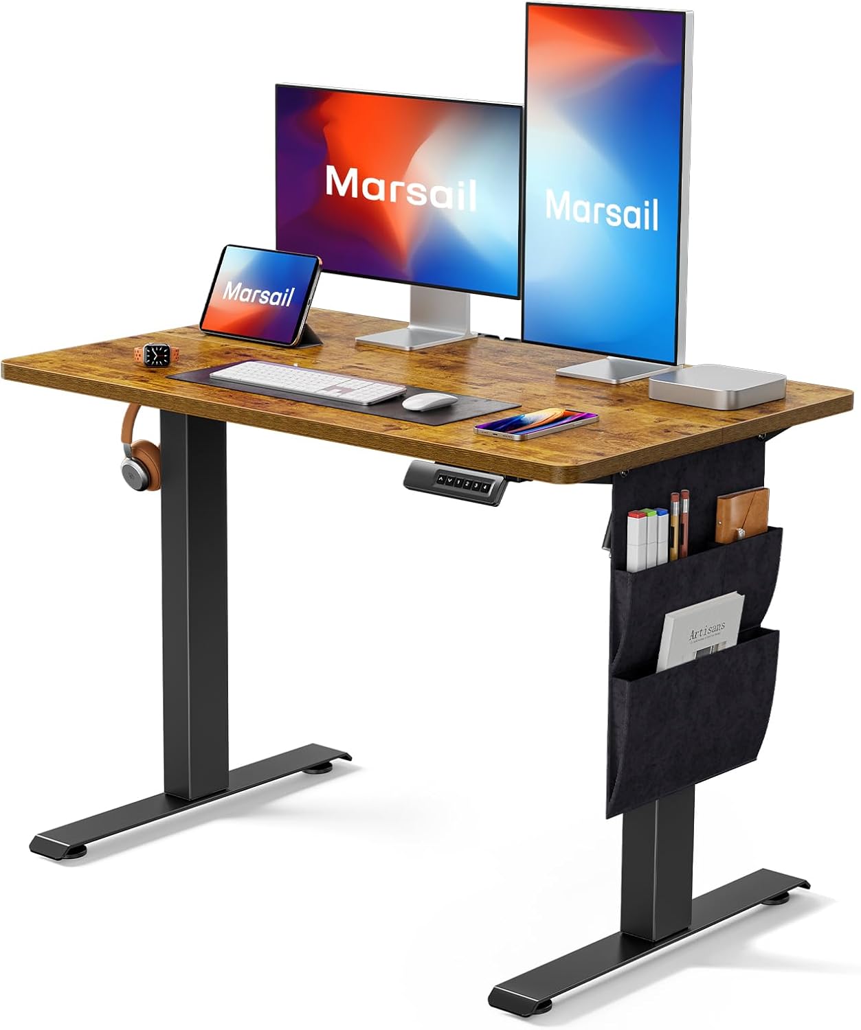 Marsail Escritorio eléctrico de altura ajustable de 40 x 24 pulgadas con bolsa
