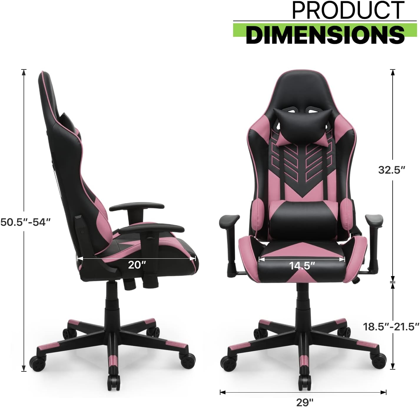 Magshion Silla ergonómica para juegos de 90 a 135, silla reclinable de respaldo...