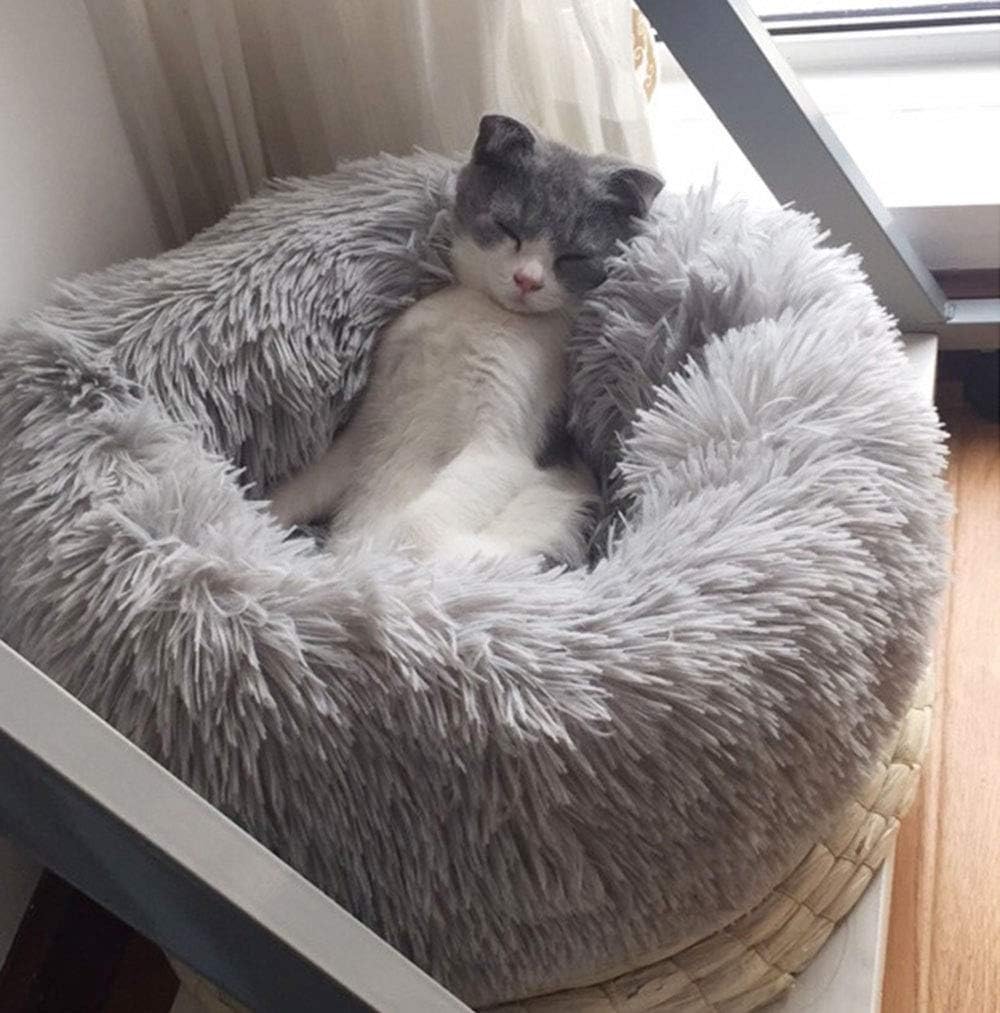 BODISEINT - Moderna cama redonda de felpa suave para gatos o perros pequeños,...