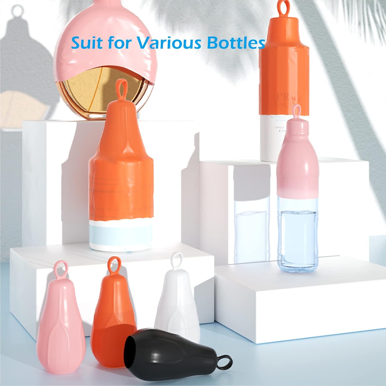 Fundas elásticas para viajes a prueba de fugas, fundas de botellas de silicona...