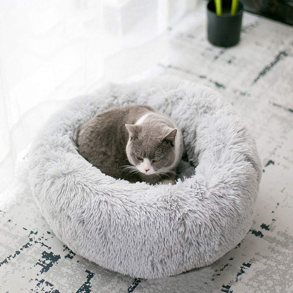 BODISEINT - Moderna cama redonda de felpa suave para gatos o perros pequeños,...