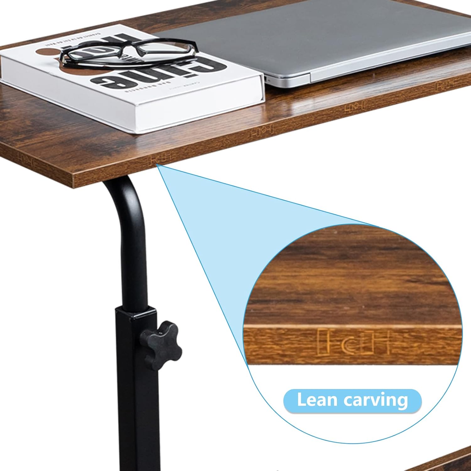 HomVent Mesa de TV ajustable con ruedas, mesa lateral para aperitivos con...